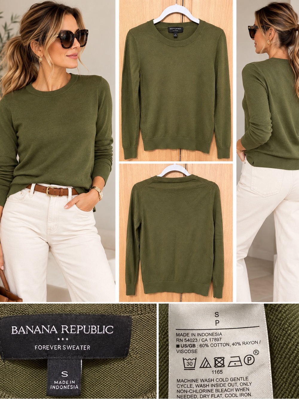 Banana Republic Olive Green Crewneck Sweater